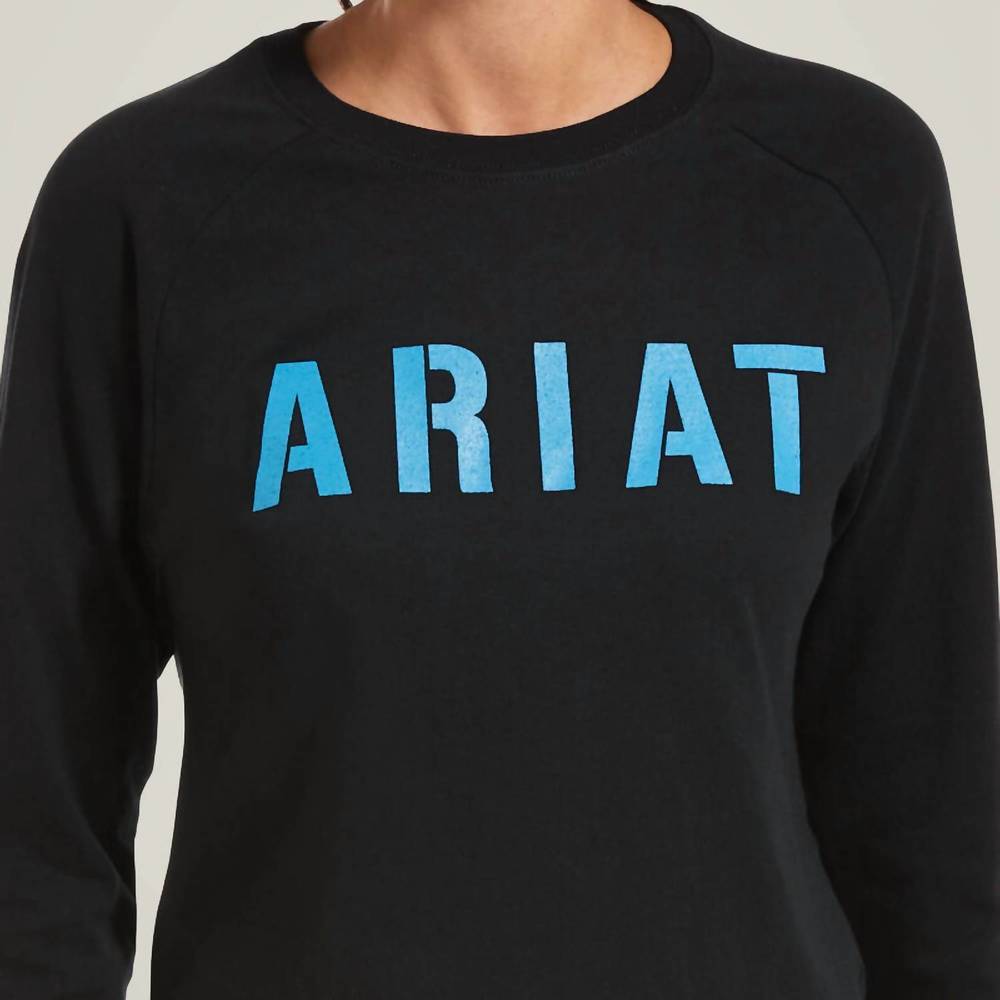Ariat Black Long Sleeve Tee with Blue Logo